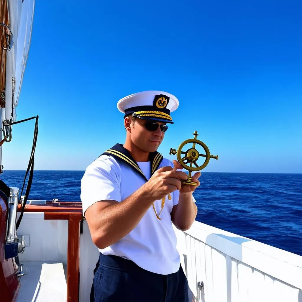 Sailor Using Sextant