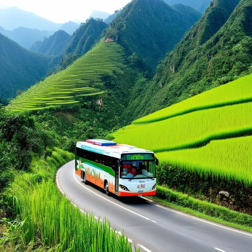 Scenic bus ride to Sapa