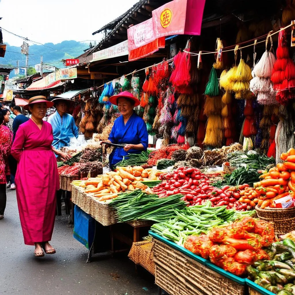 Vibrant Life at Sapa's Ethnic Market