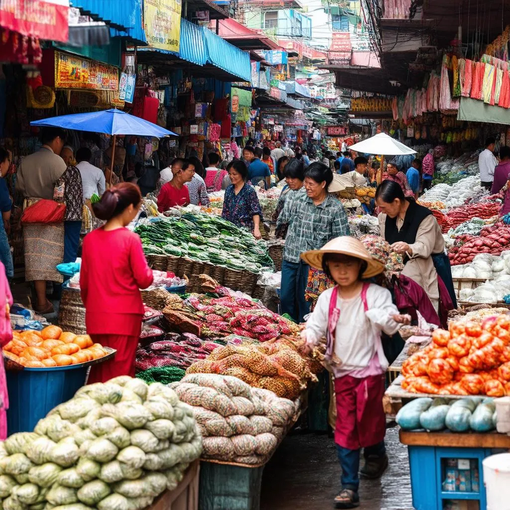 bustling market