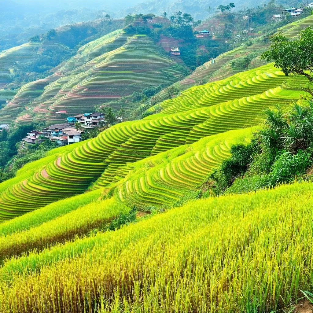 Golden rice terraces in Sapa