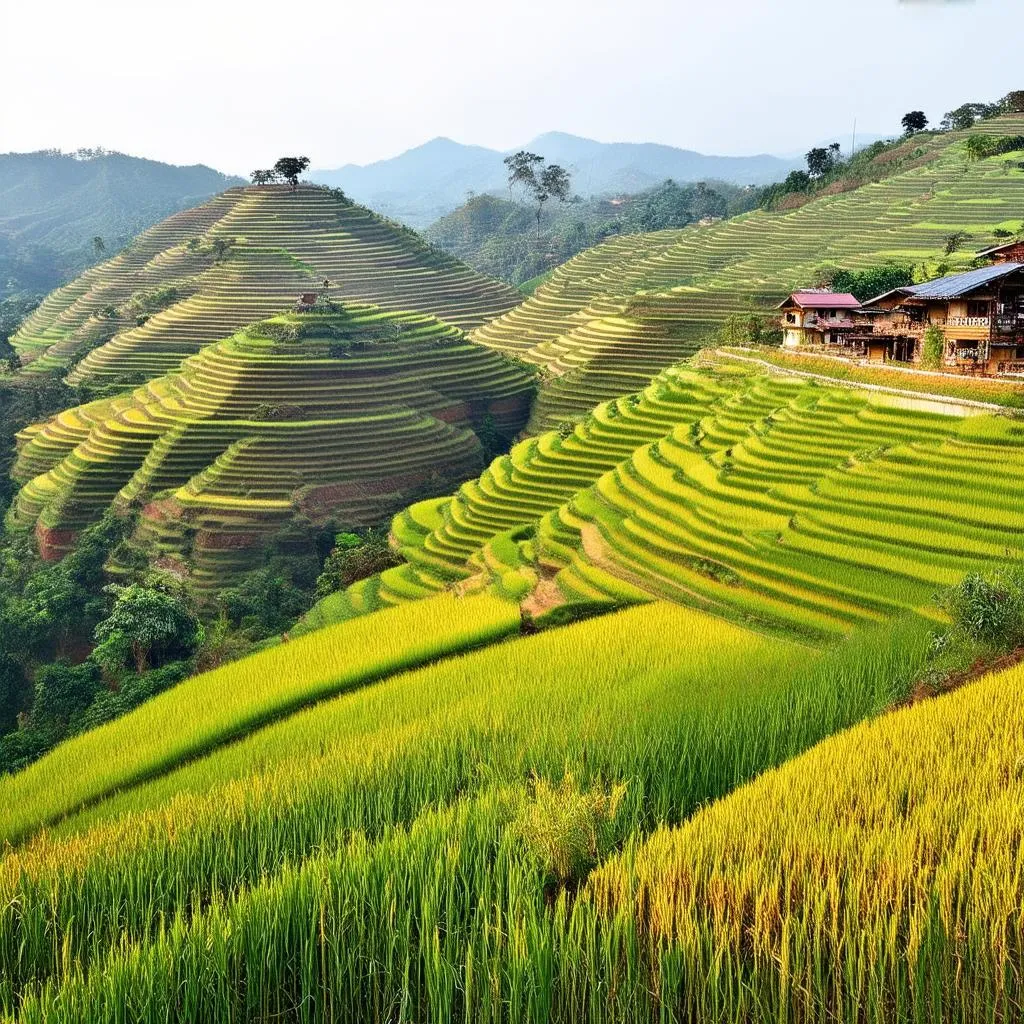 Golden rice terraces in Sapa