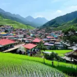 Sapa town nestled in a valley