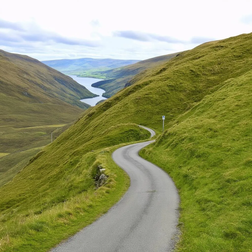 winding road through the Scottish Highlands