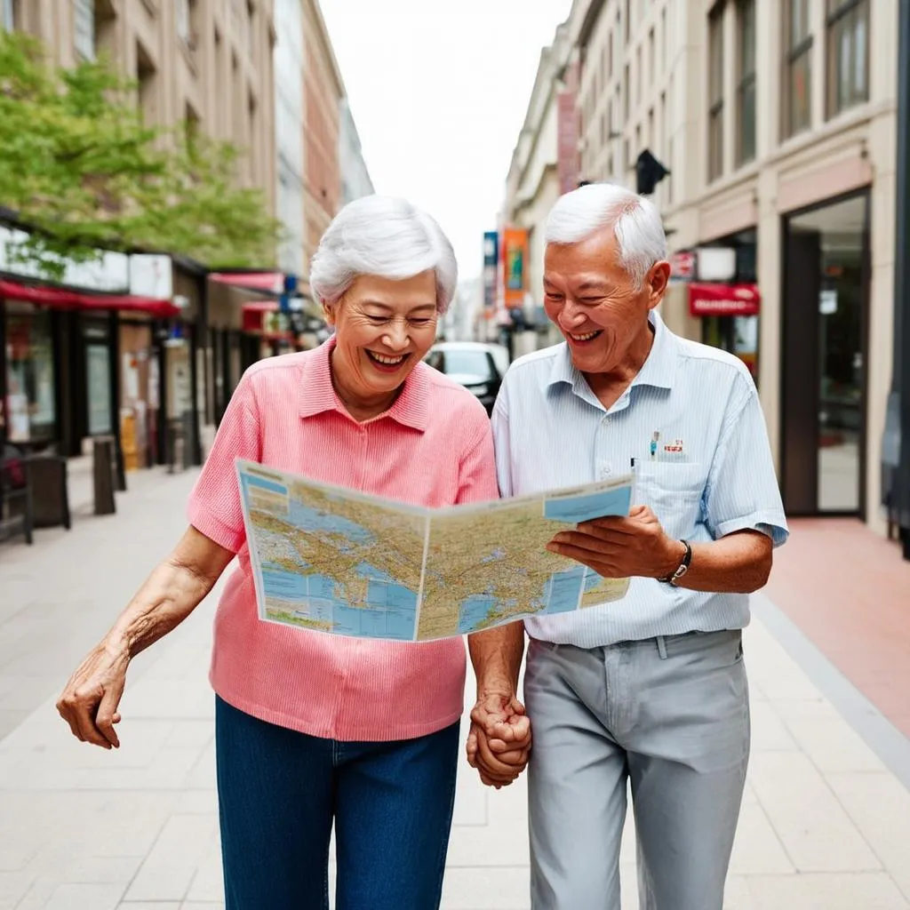 Senior Couple Exploring a City