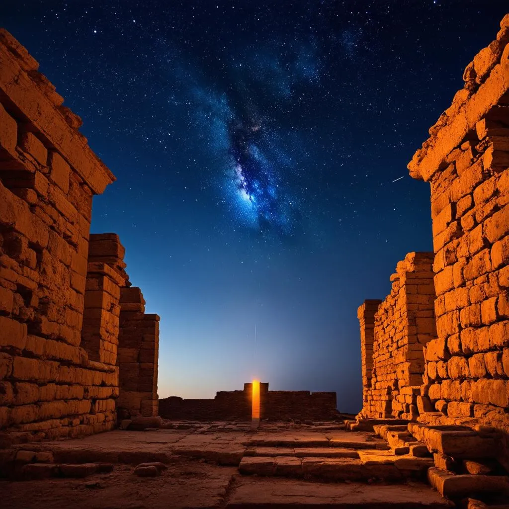 Ancient Ruins and Shooting Star