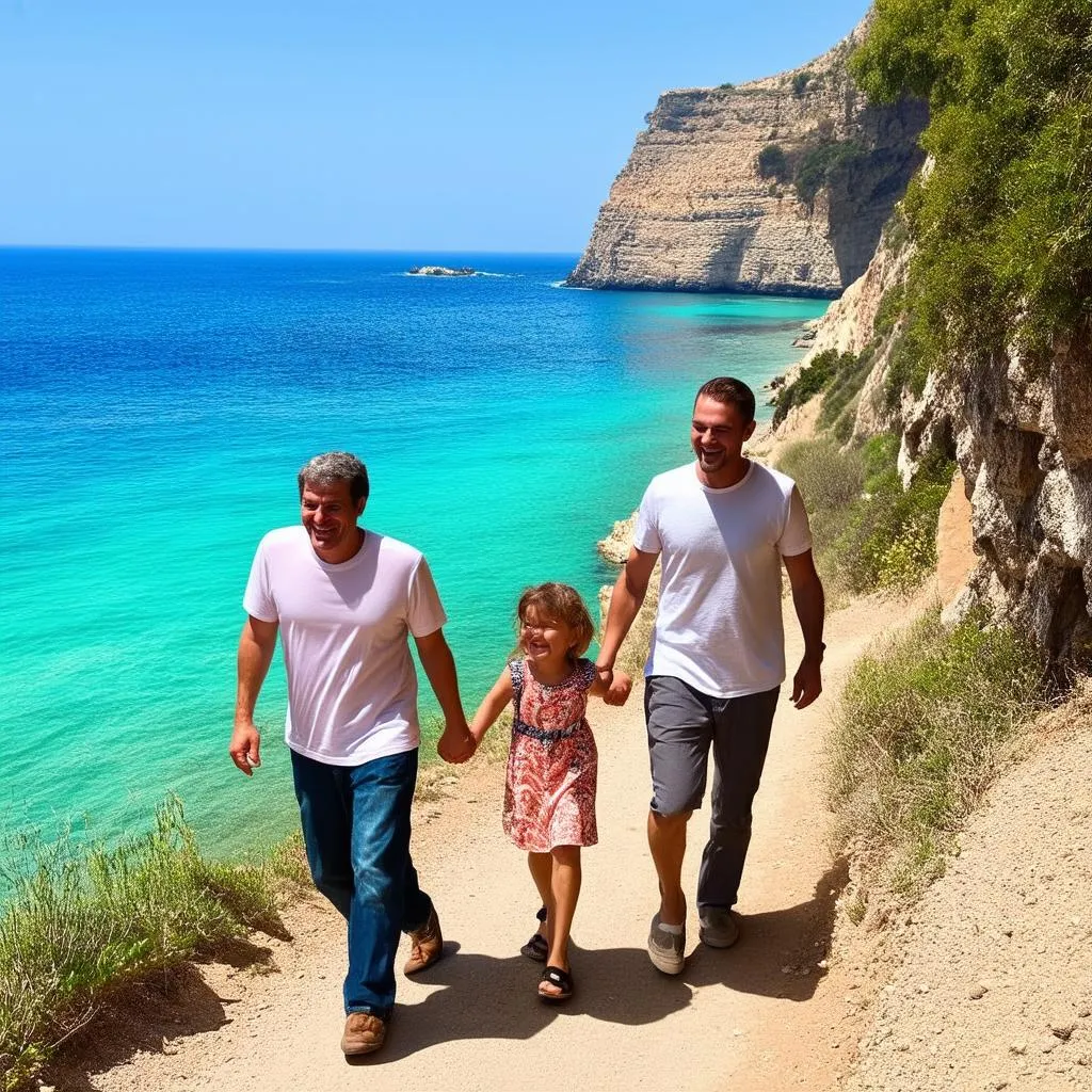 Family enjoying Sicilian Coast