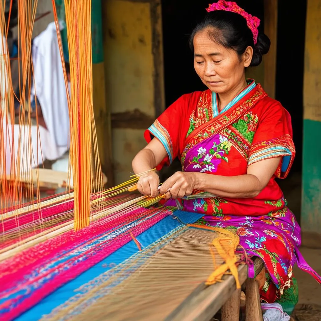 Silk weaving in Van Phuc village