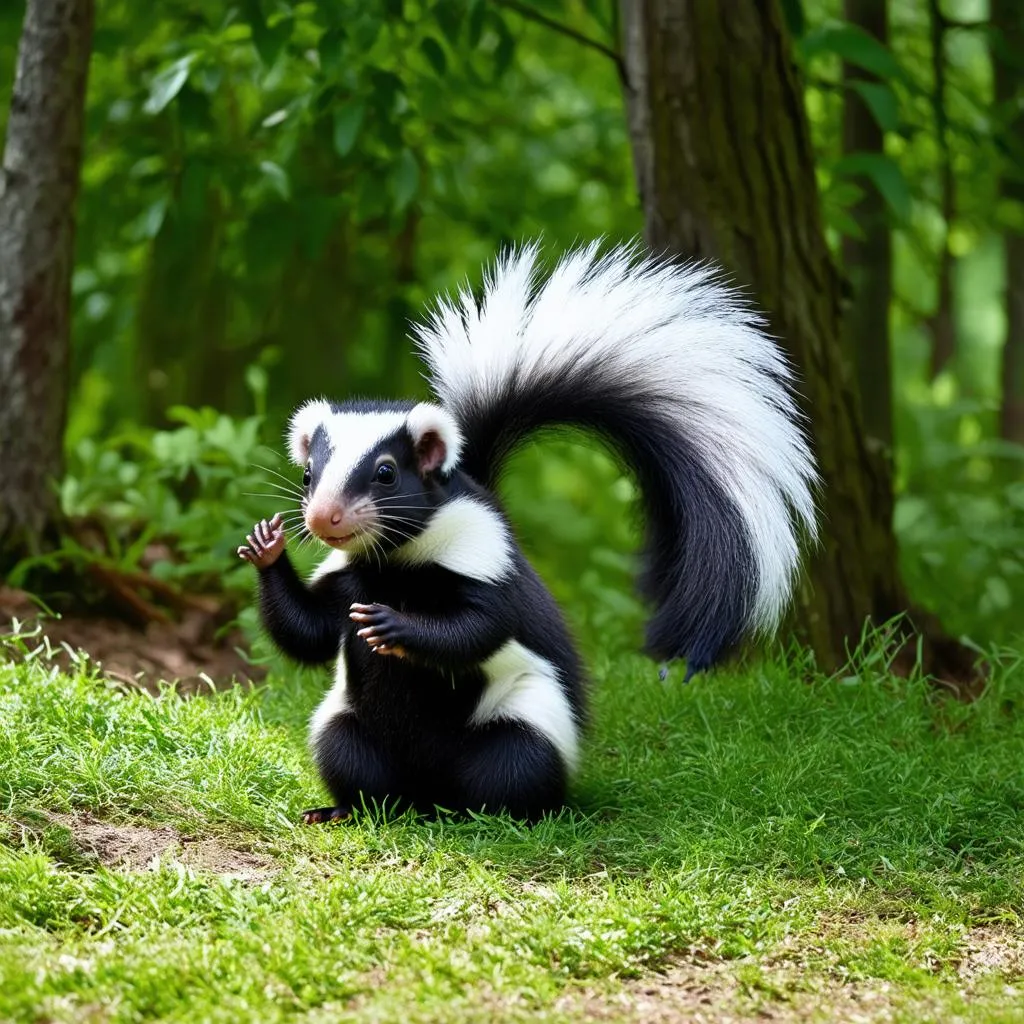 Skunk in the woods