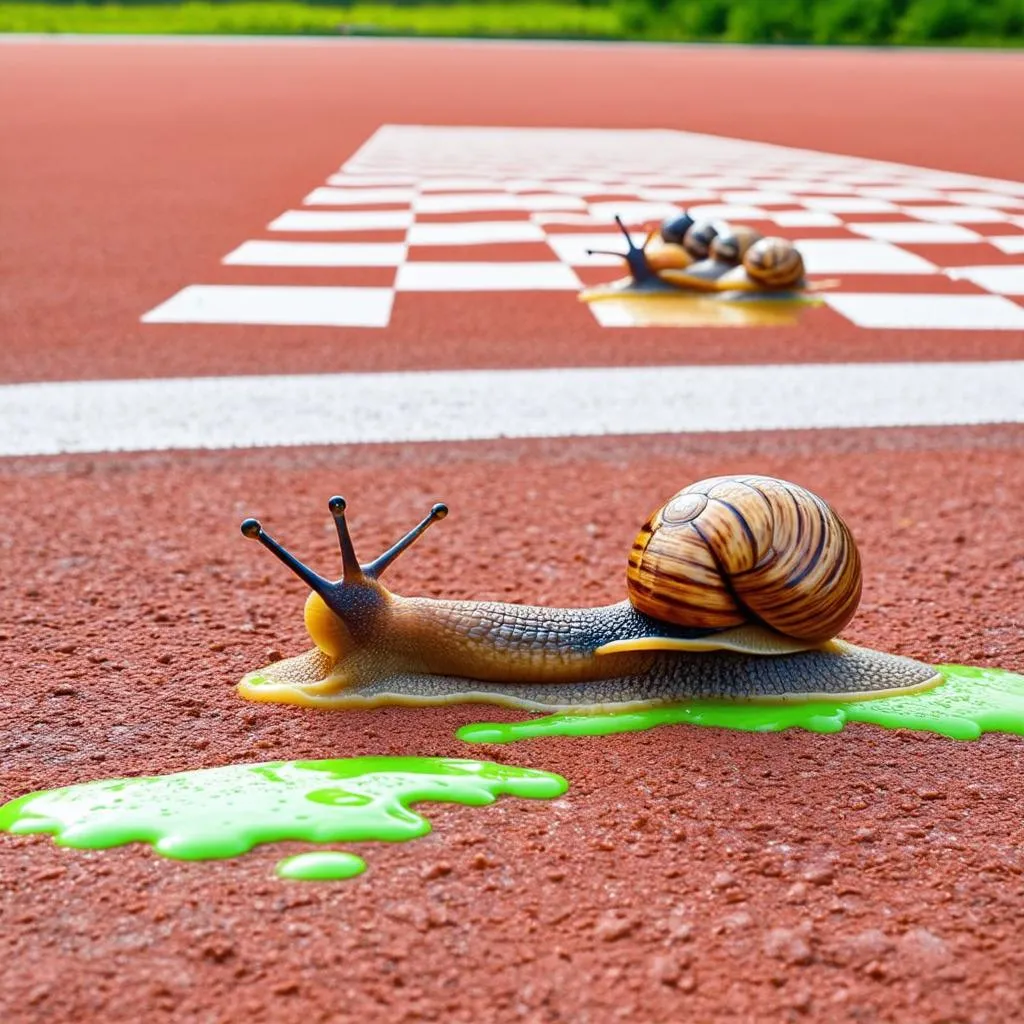 snails racing on a track