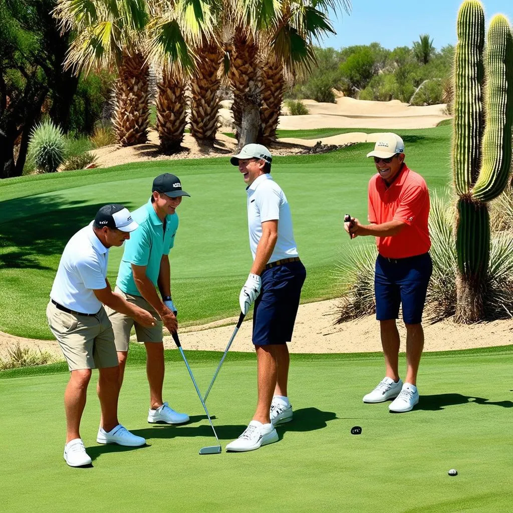 Group of friends playing golf in Arizona