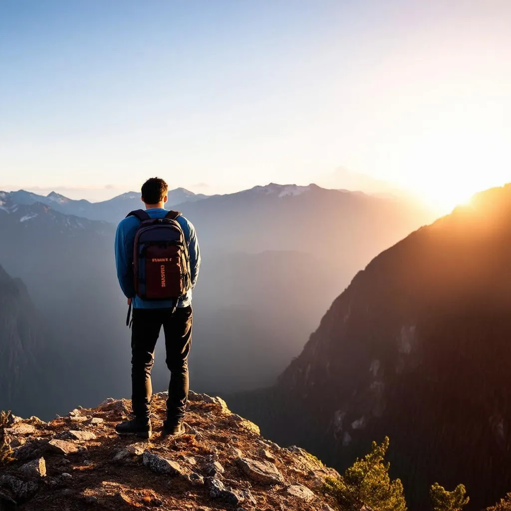 Solo Traveler in Mountains