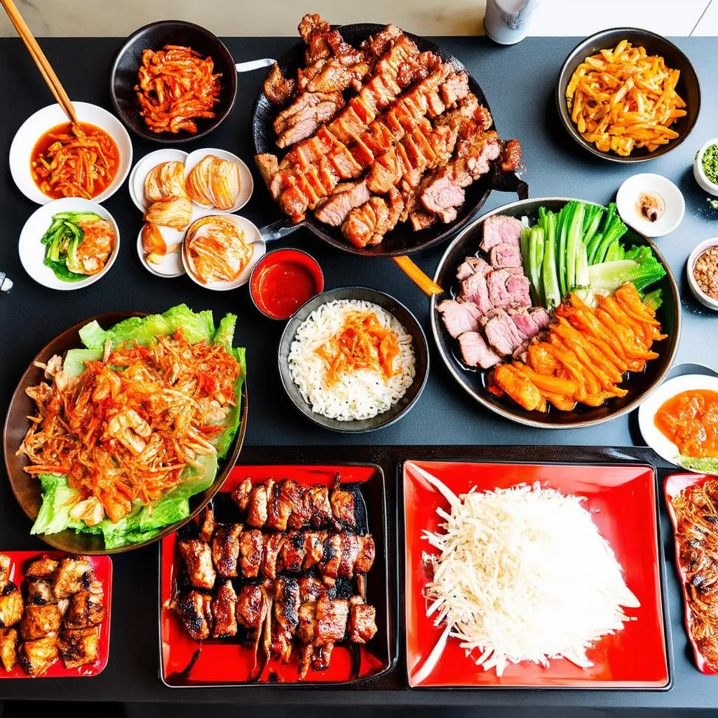 Korean BBQ spread