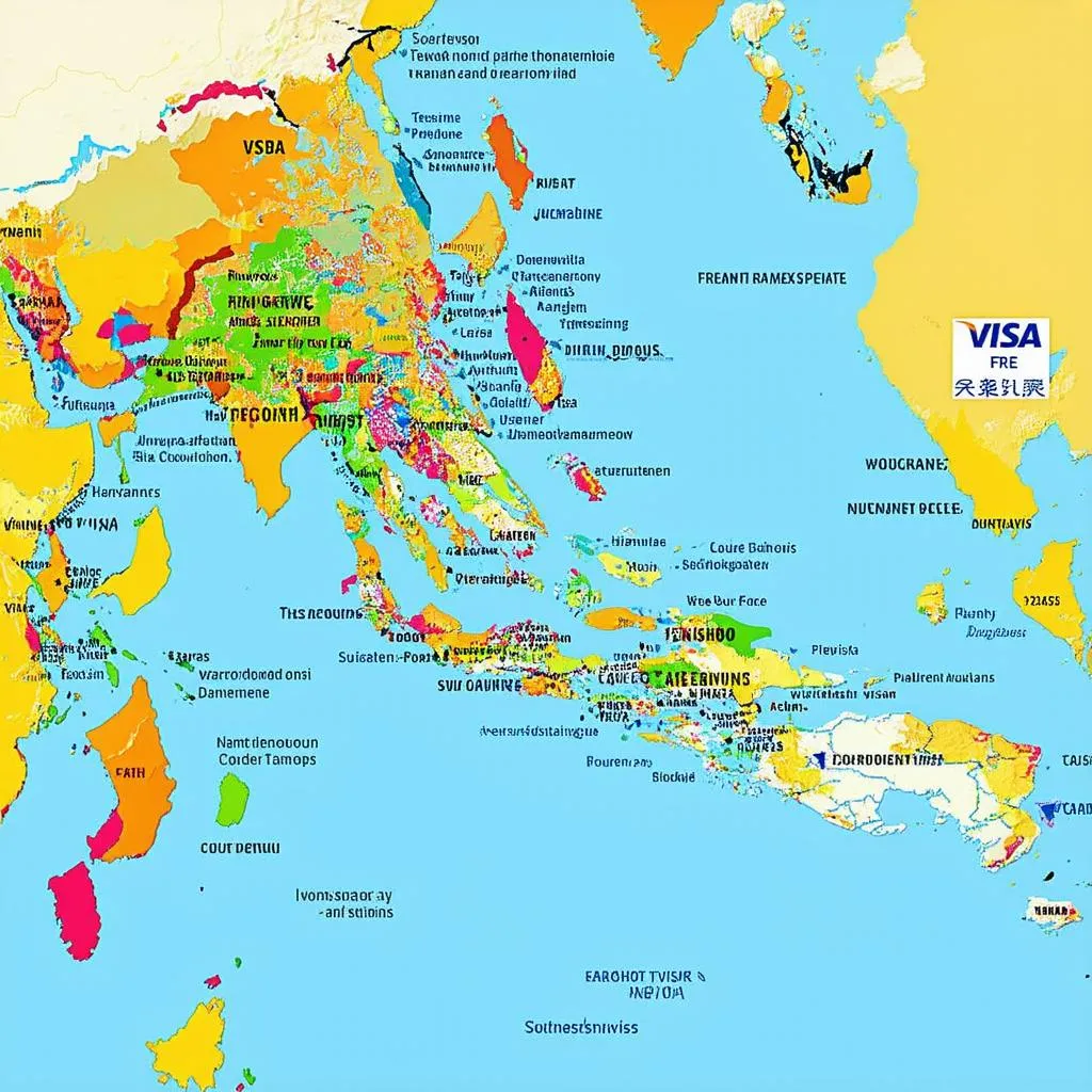 Southeast Asia map with visa information