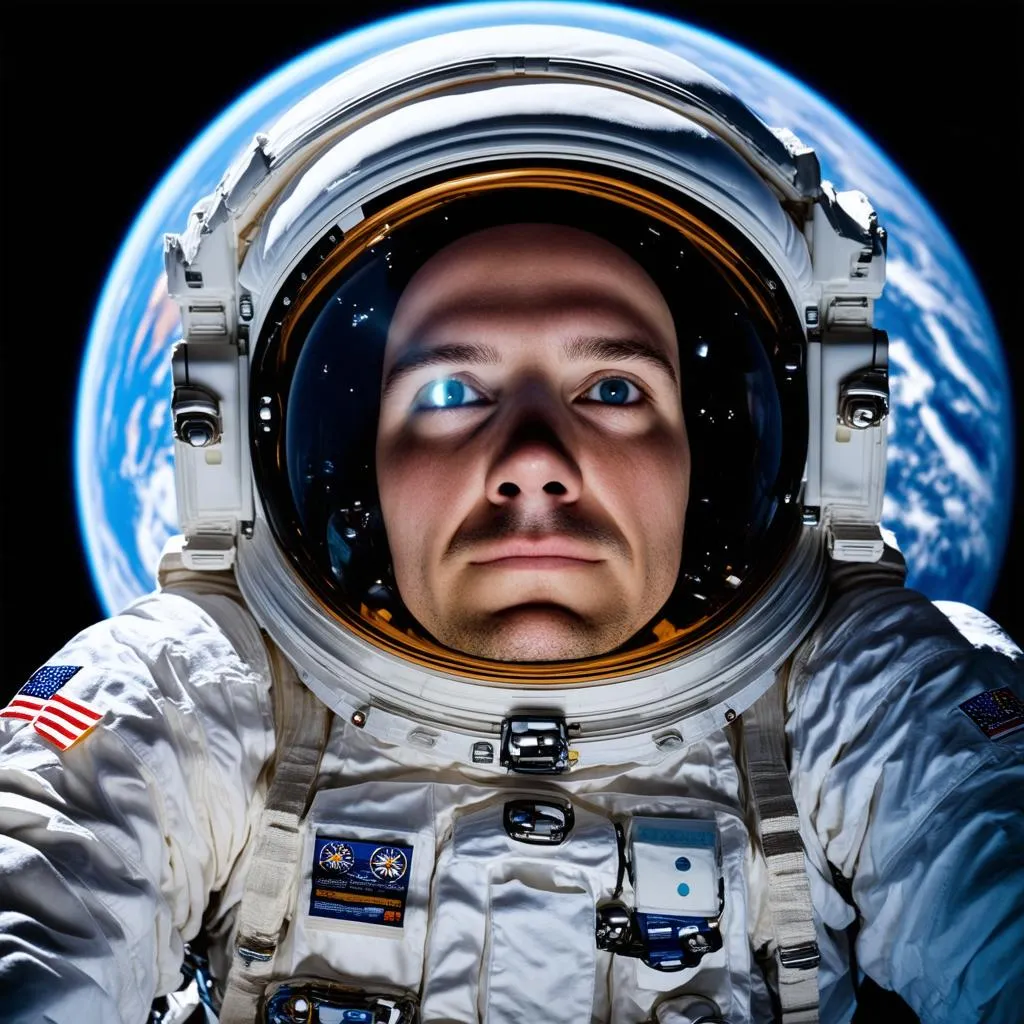 Astronaut overlooking Earth