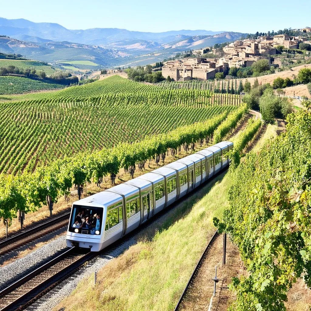 Scenic Train Ride Through Spanish Countryside