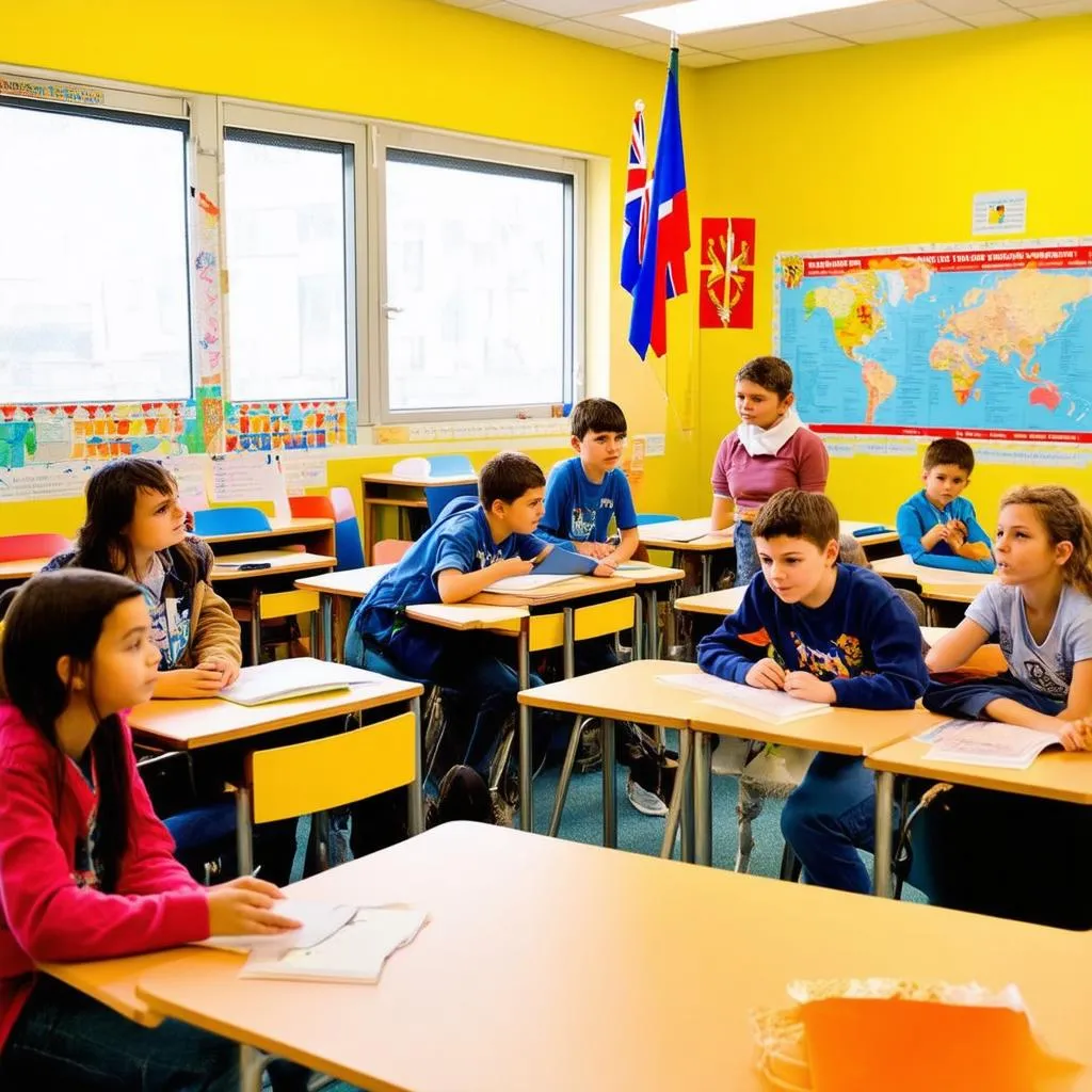 Students in a classroom in Spain