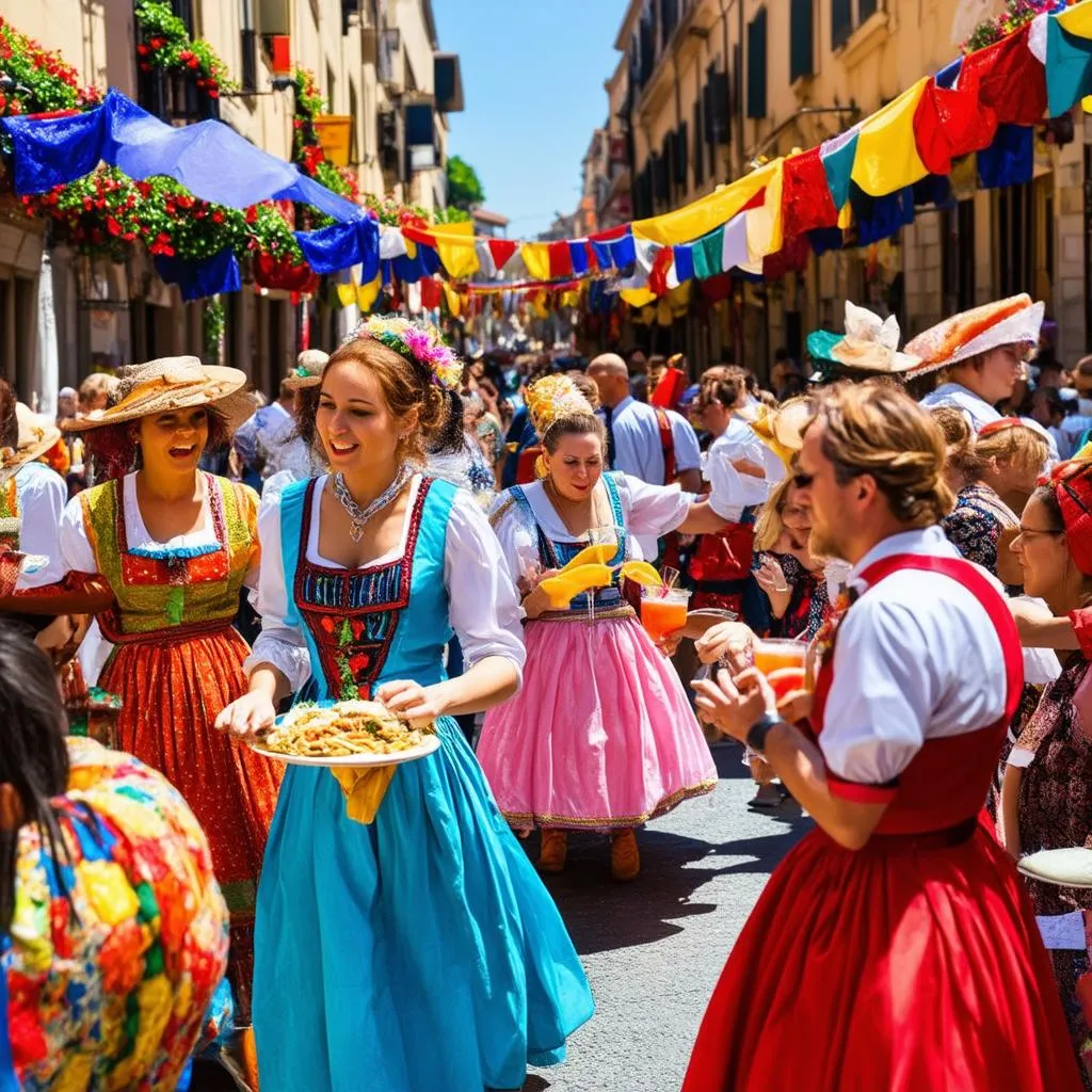 People celebrating a festival in Spain