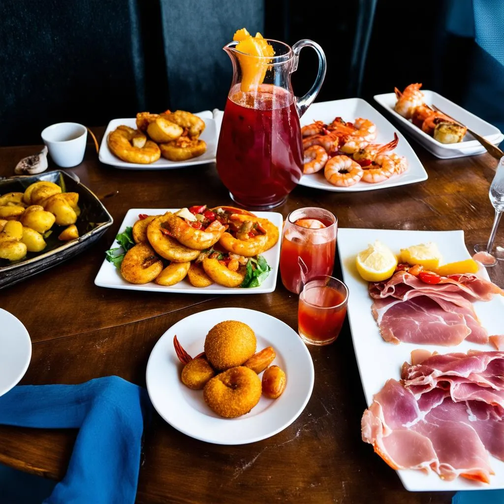 Colorful Spread of Traditional Spanish Tapas