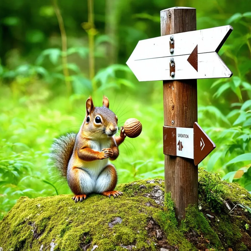 Squirrel on a Hiking Trail