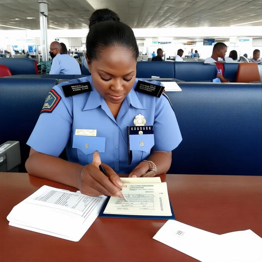 Passport control at Hewanorra International Airport