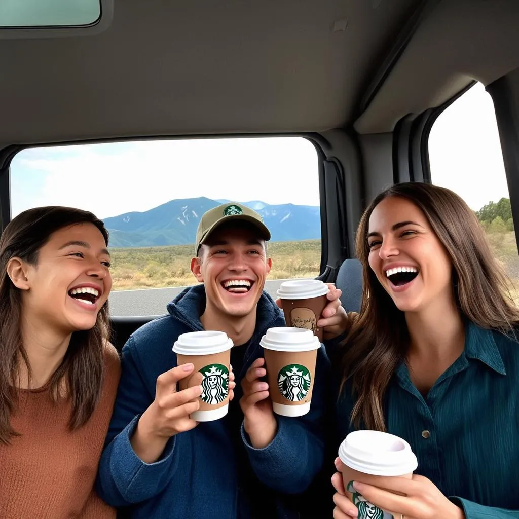 Starbucks Traveler with friends