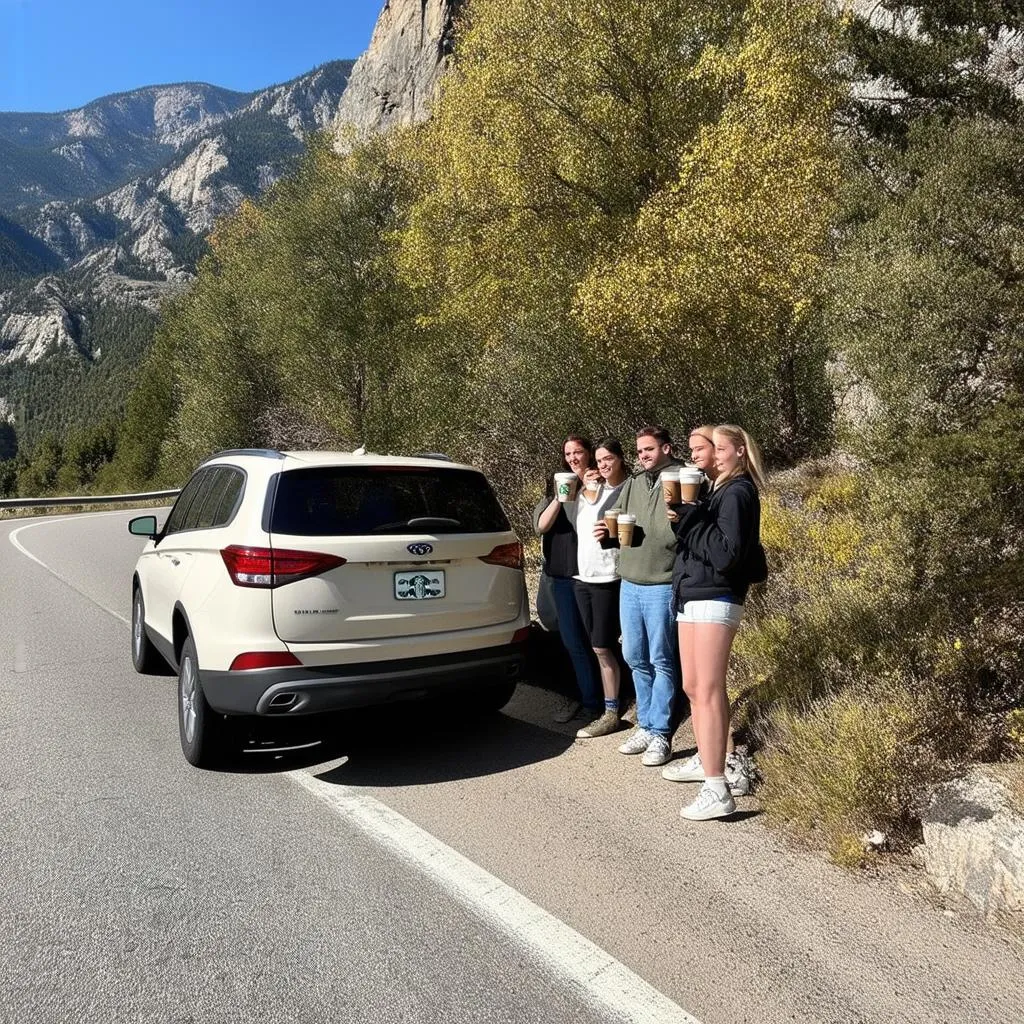 Starbucks traveler on road trip