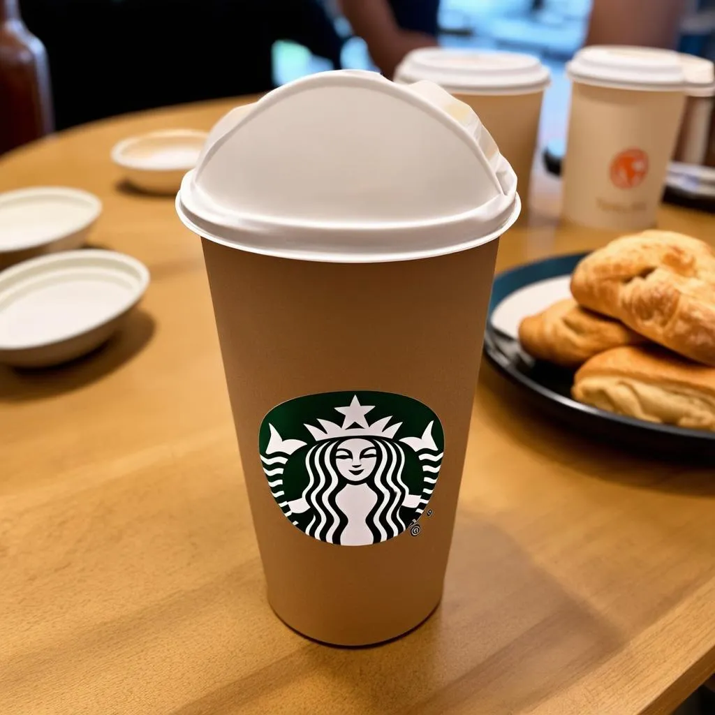 Starbucks Traveler on a table