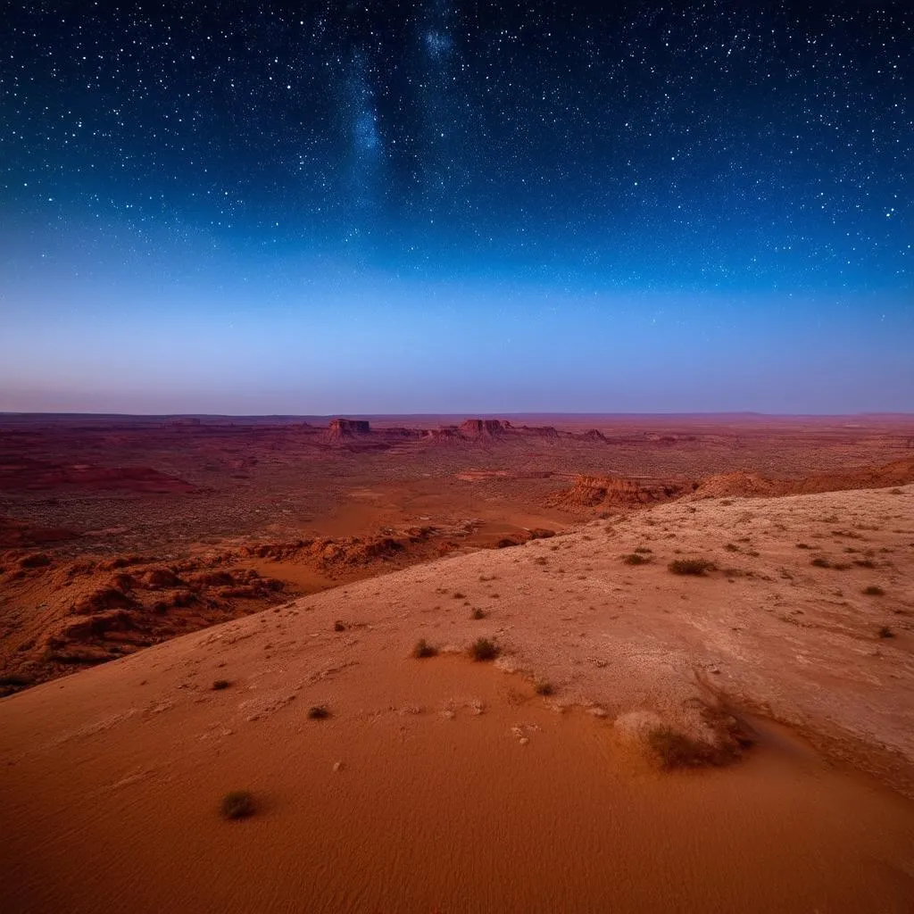 Desert under a starry sky