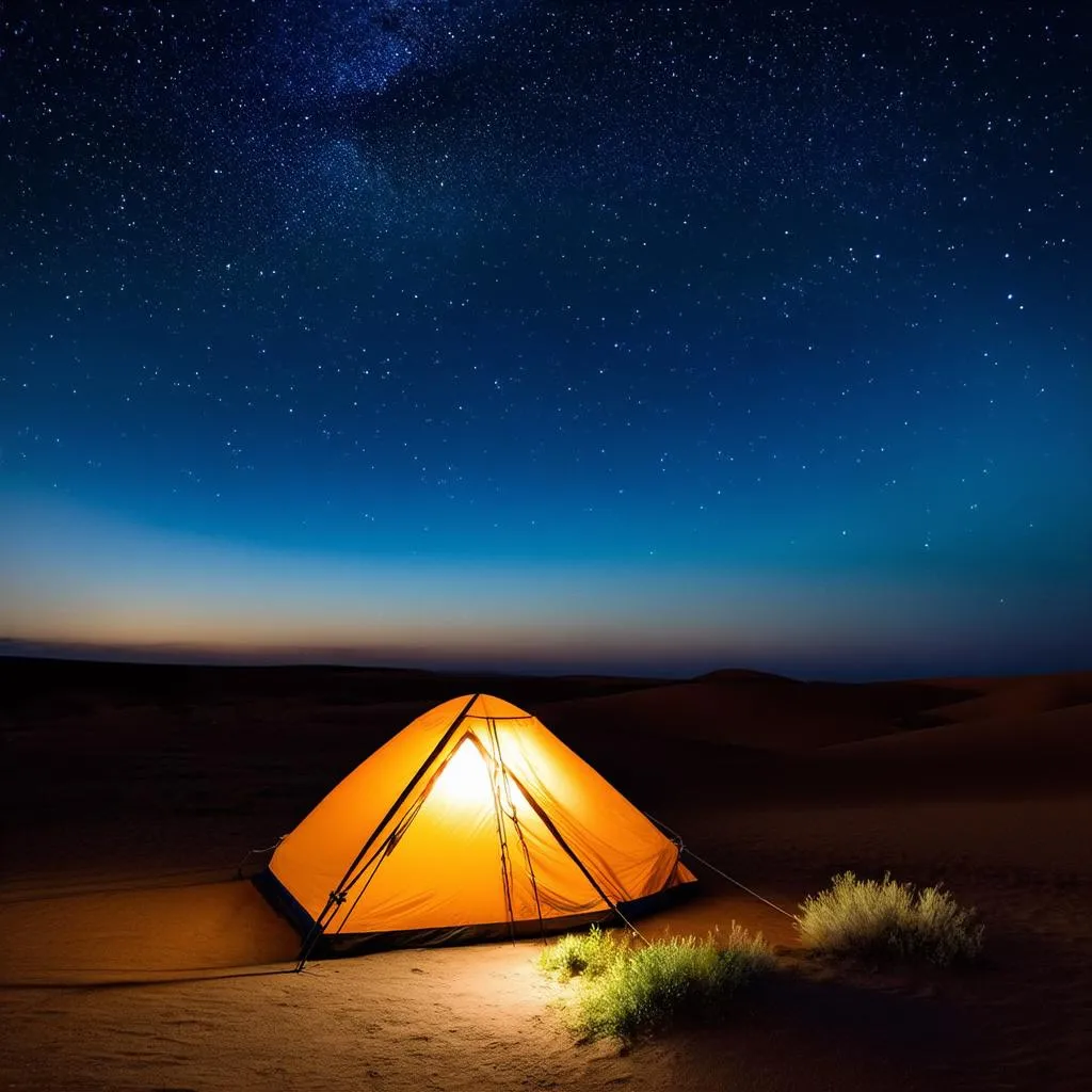 Camping under the stars in the desert