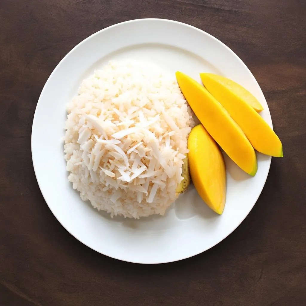 Sticky rice with mango and durian