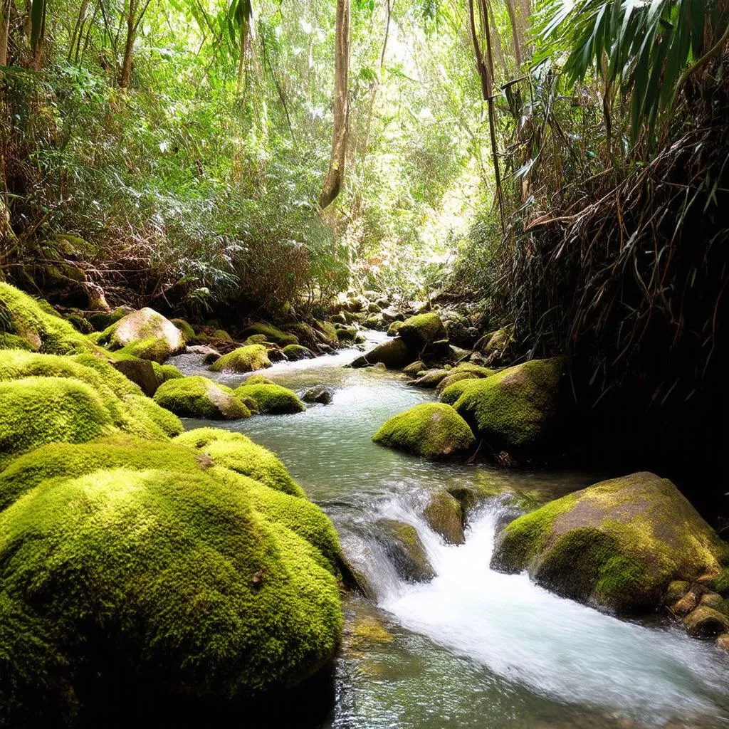 Tranquil stone stream in Vung Tau