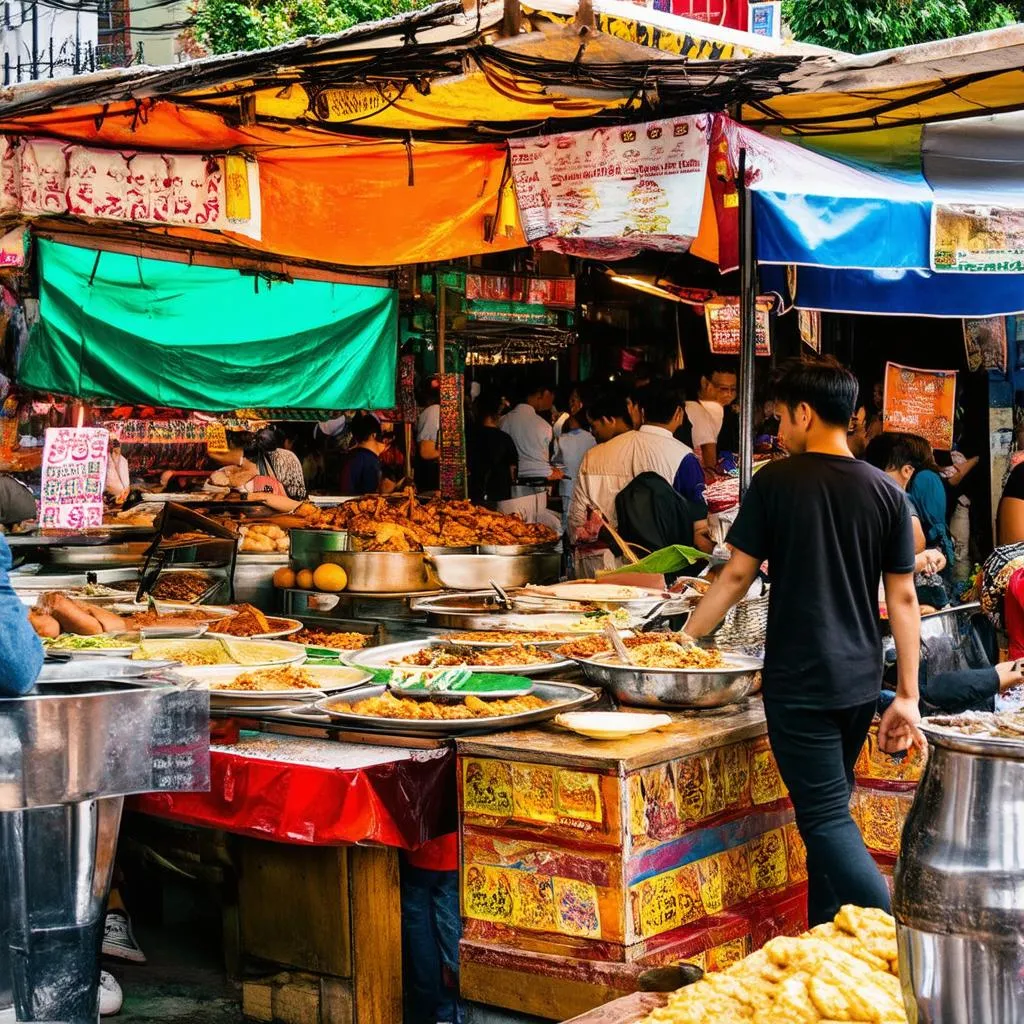 Bustling Street Food Market