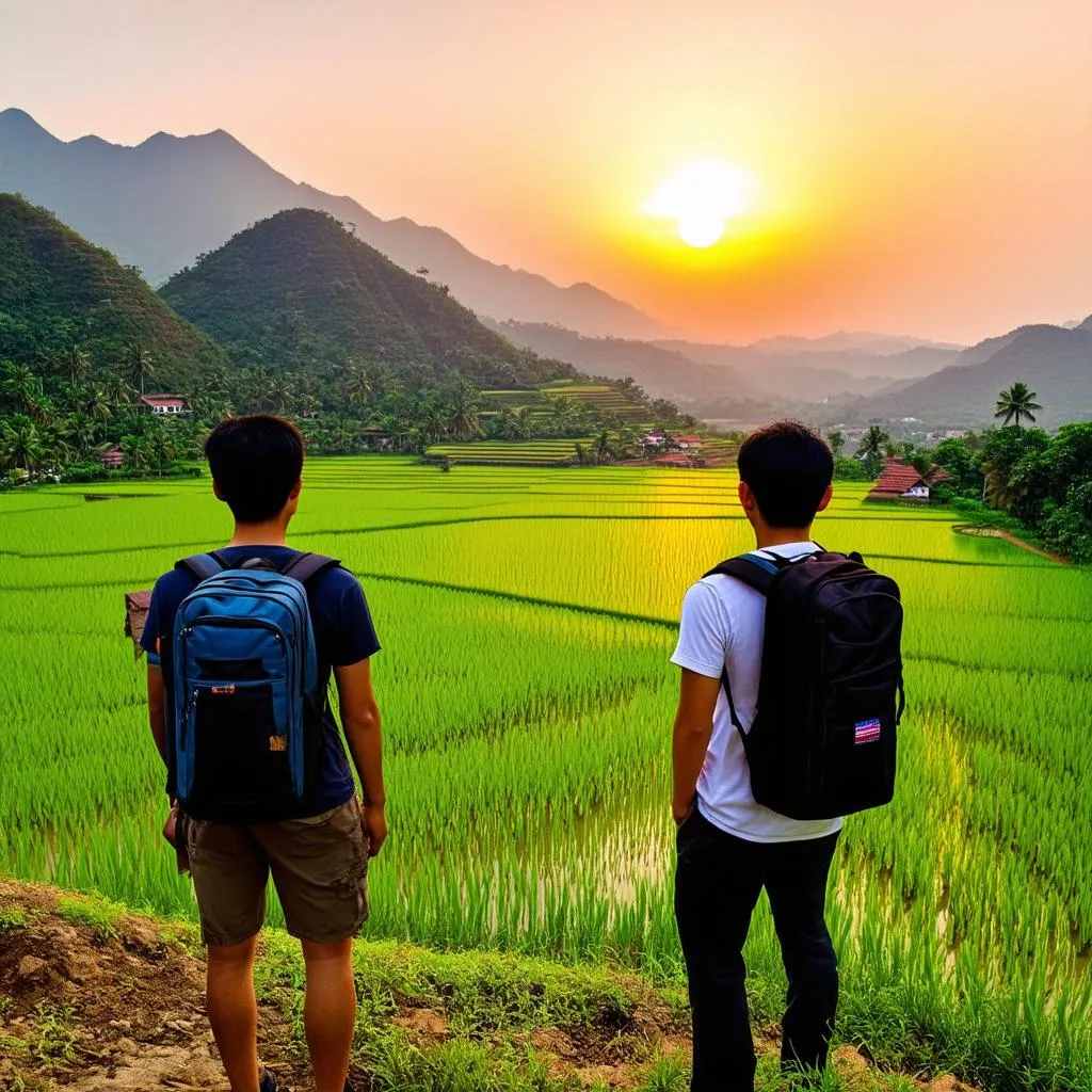 students backpacking