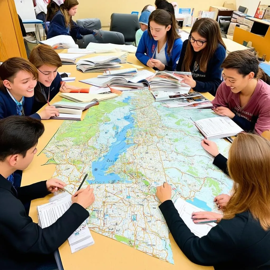 Students Studying Maps