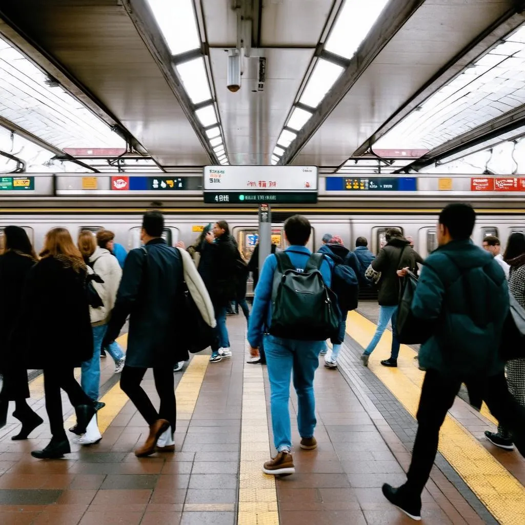 bustling subway station