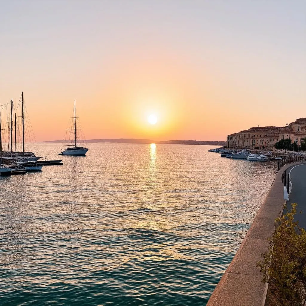 sunset over Adriatic Sea from Split