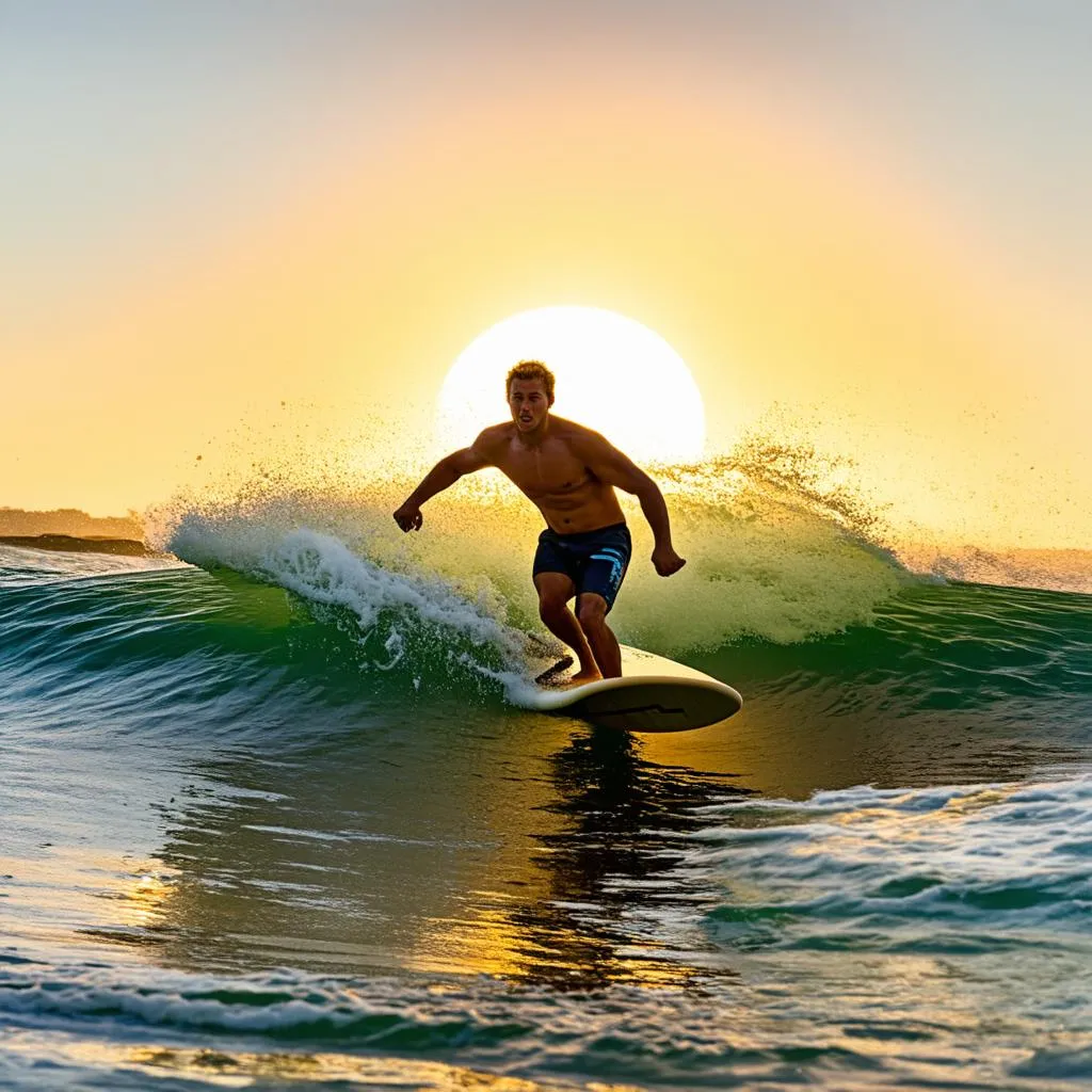 Surfer riding a wave