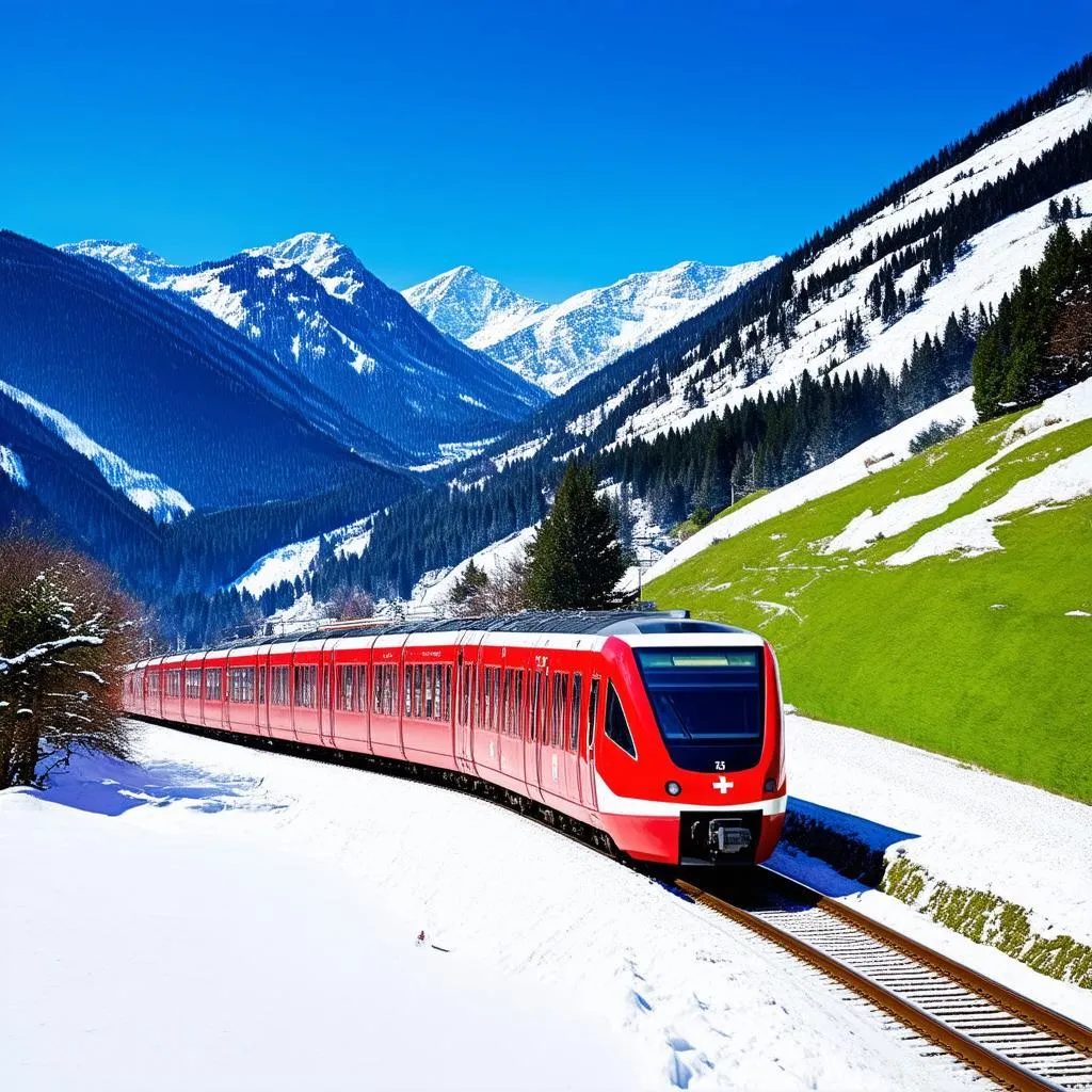 Swiss Alps Train Journey