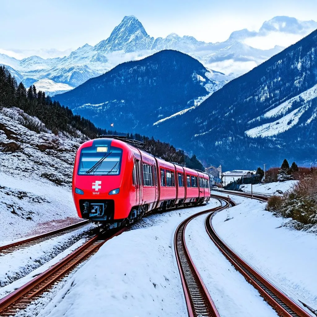 Swiss Alps train journey