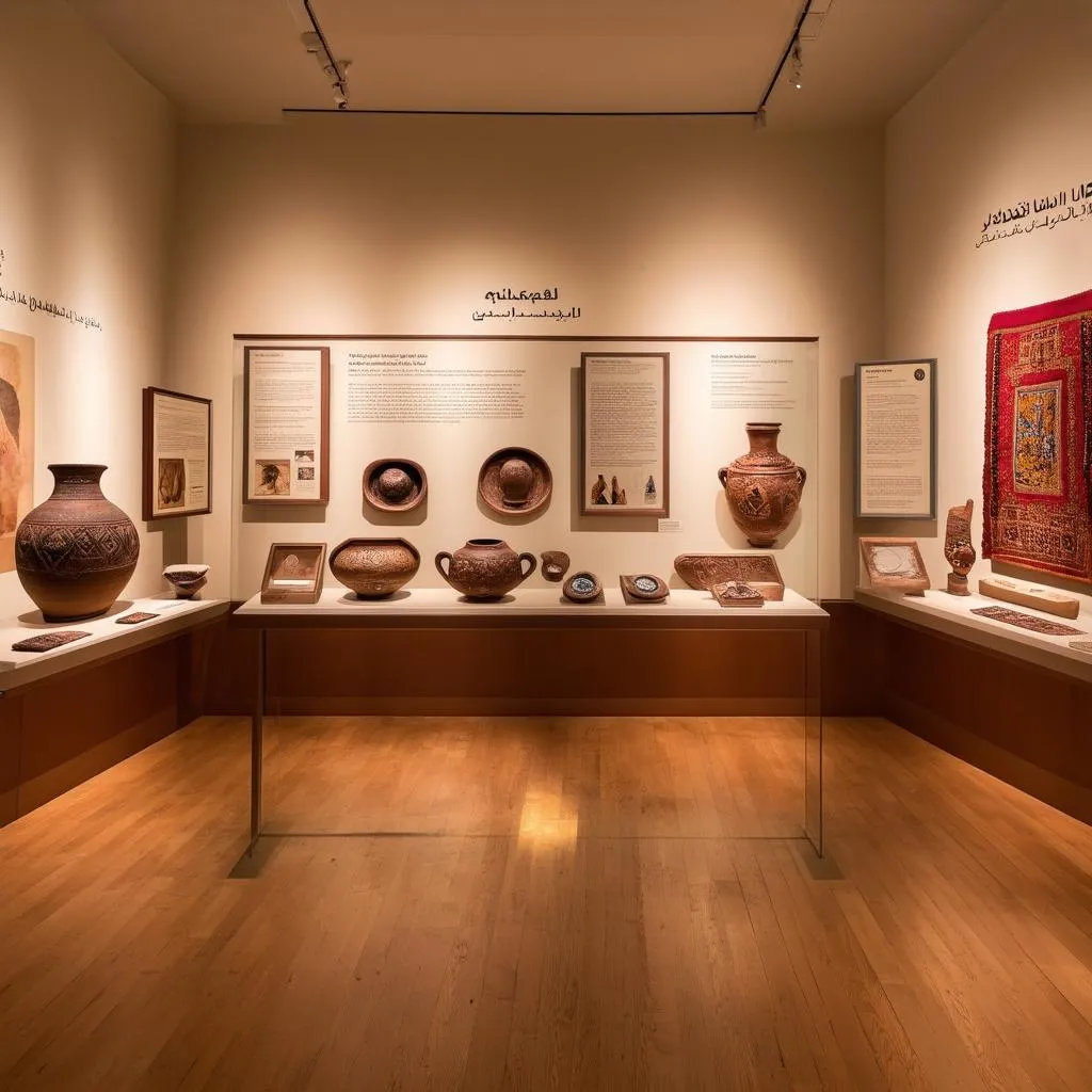 museum exhibit of Syrian artifacts