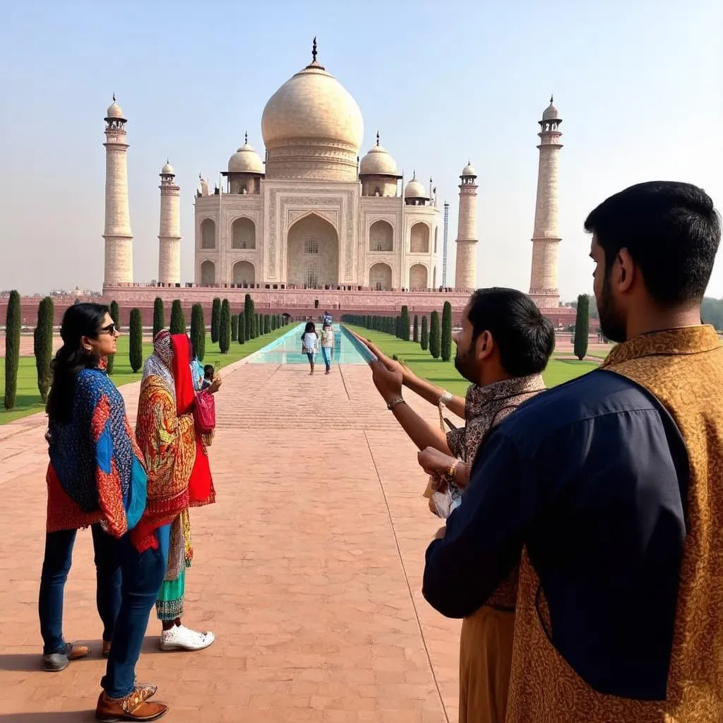 Taj Mahal with a tour guide