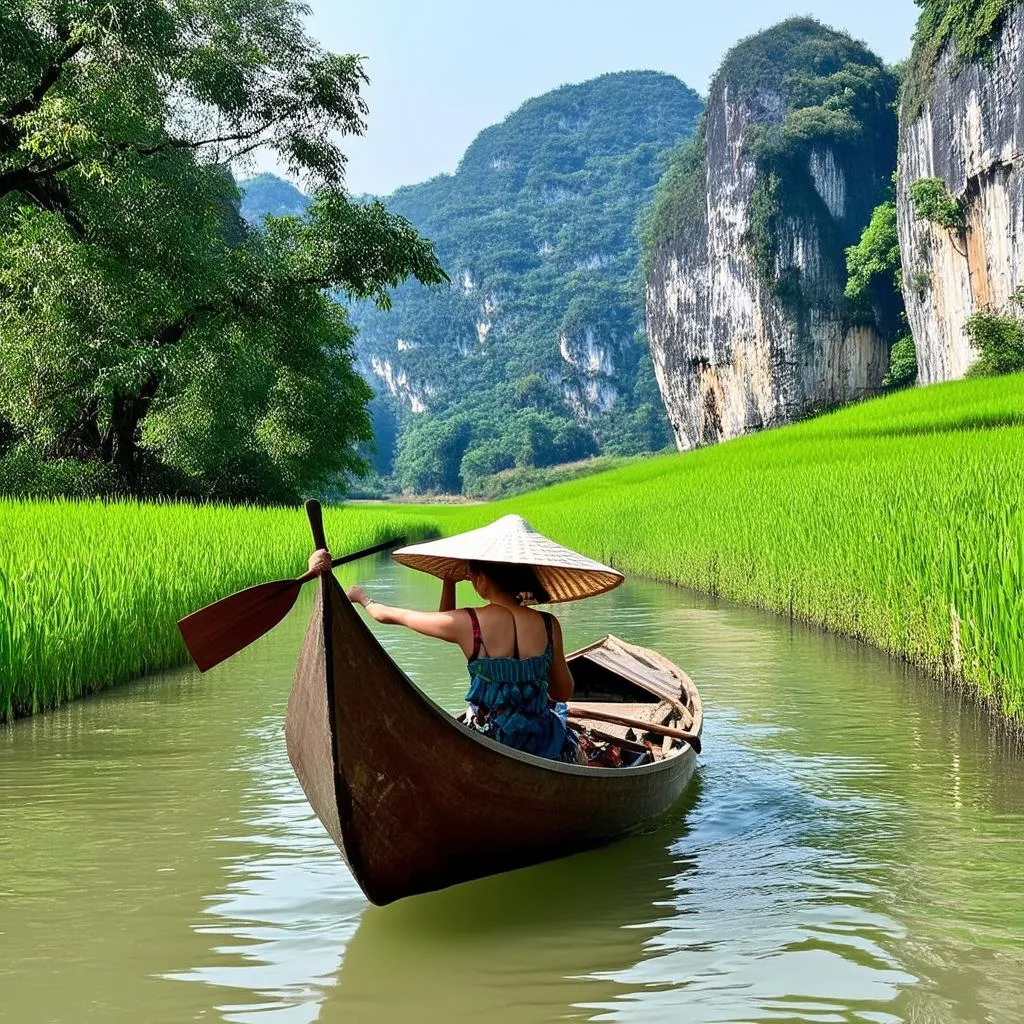 Boat trip through Tam Coc, Ninh Binh