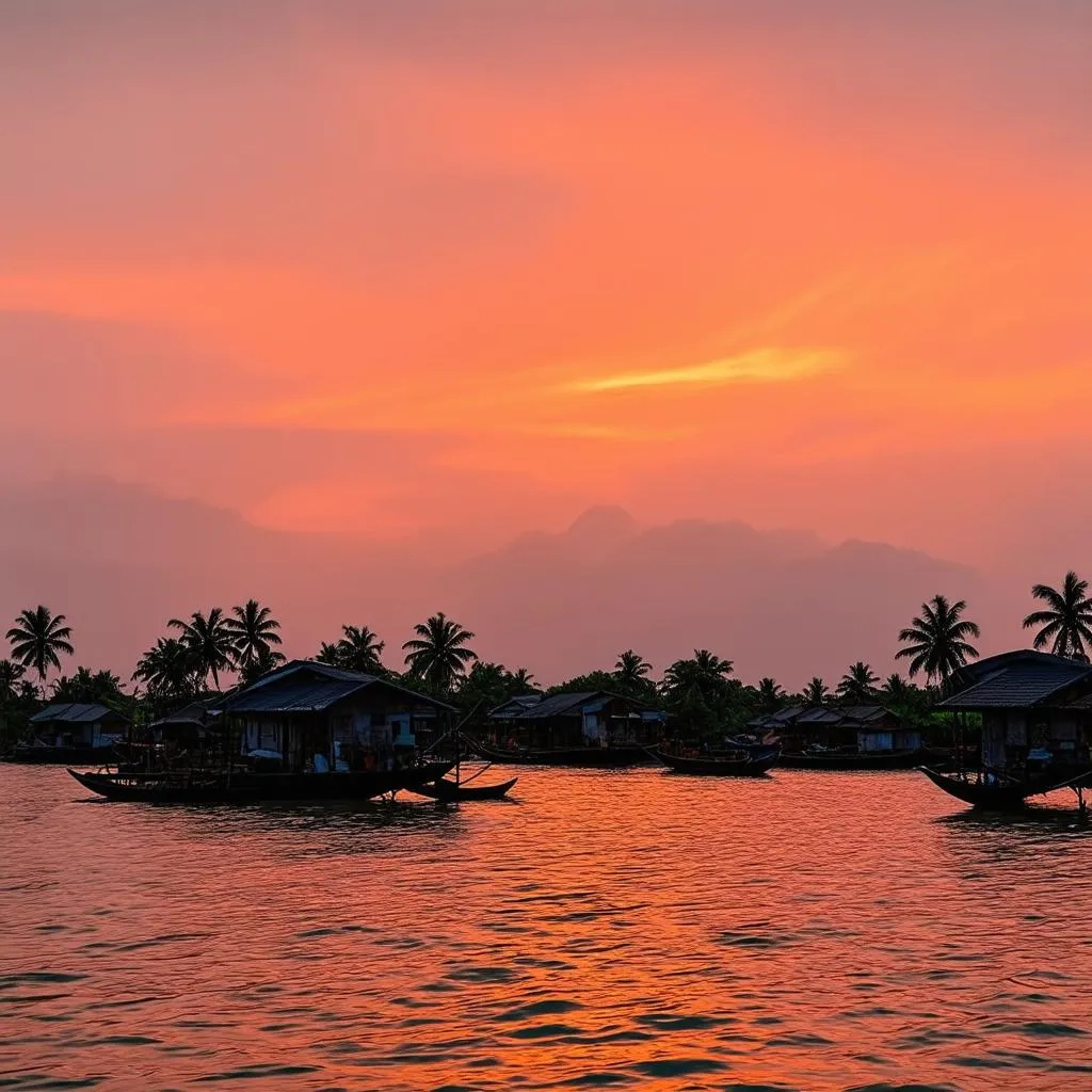 Spectacular sunset in Tan Lap Floating Village