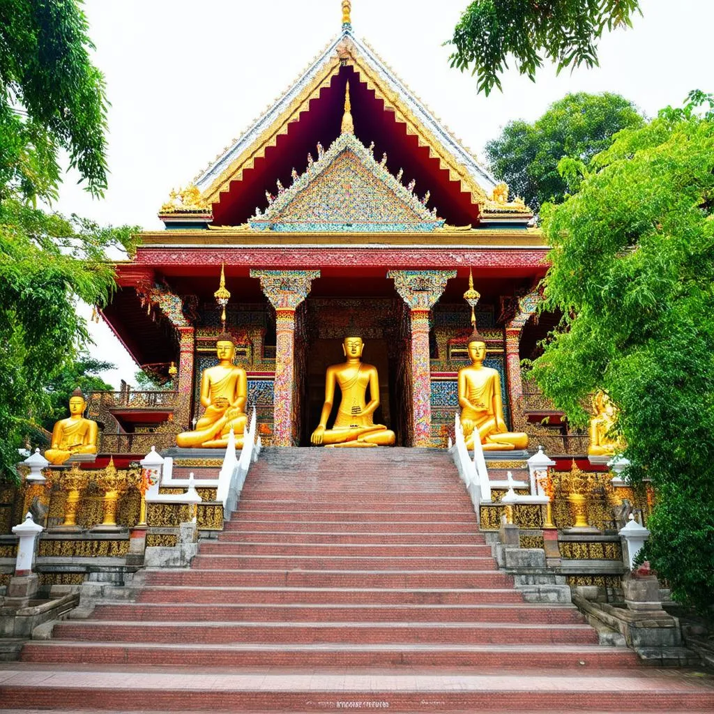 Intricate carvings and vibrant colors of Tan Thanh Pagoda