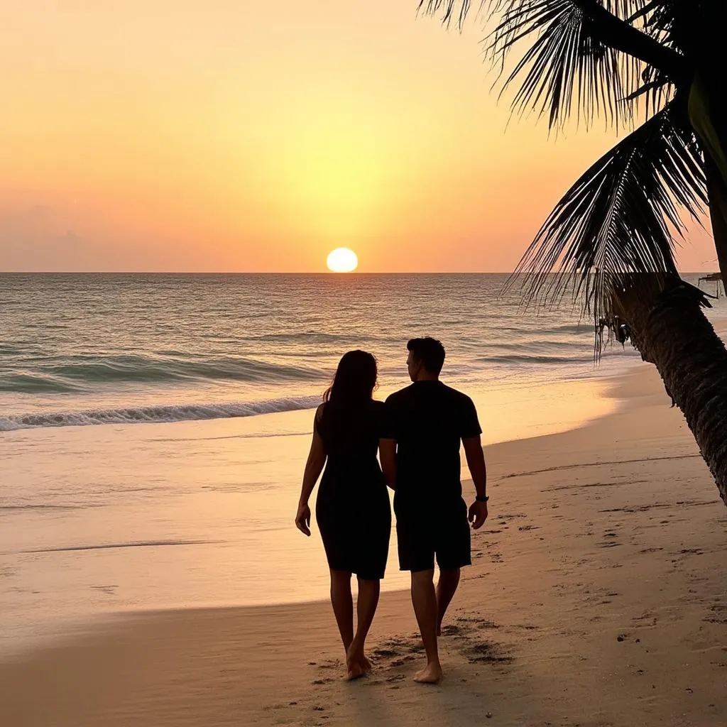 Sunset over the beach in Thailand