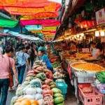 Bustling Thai market