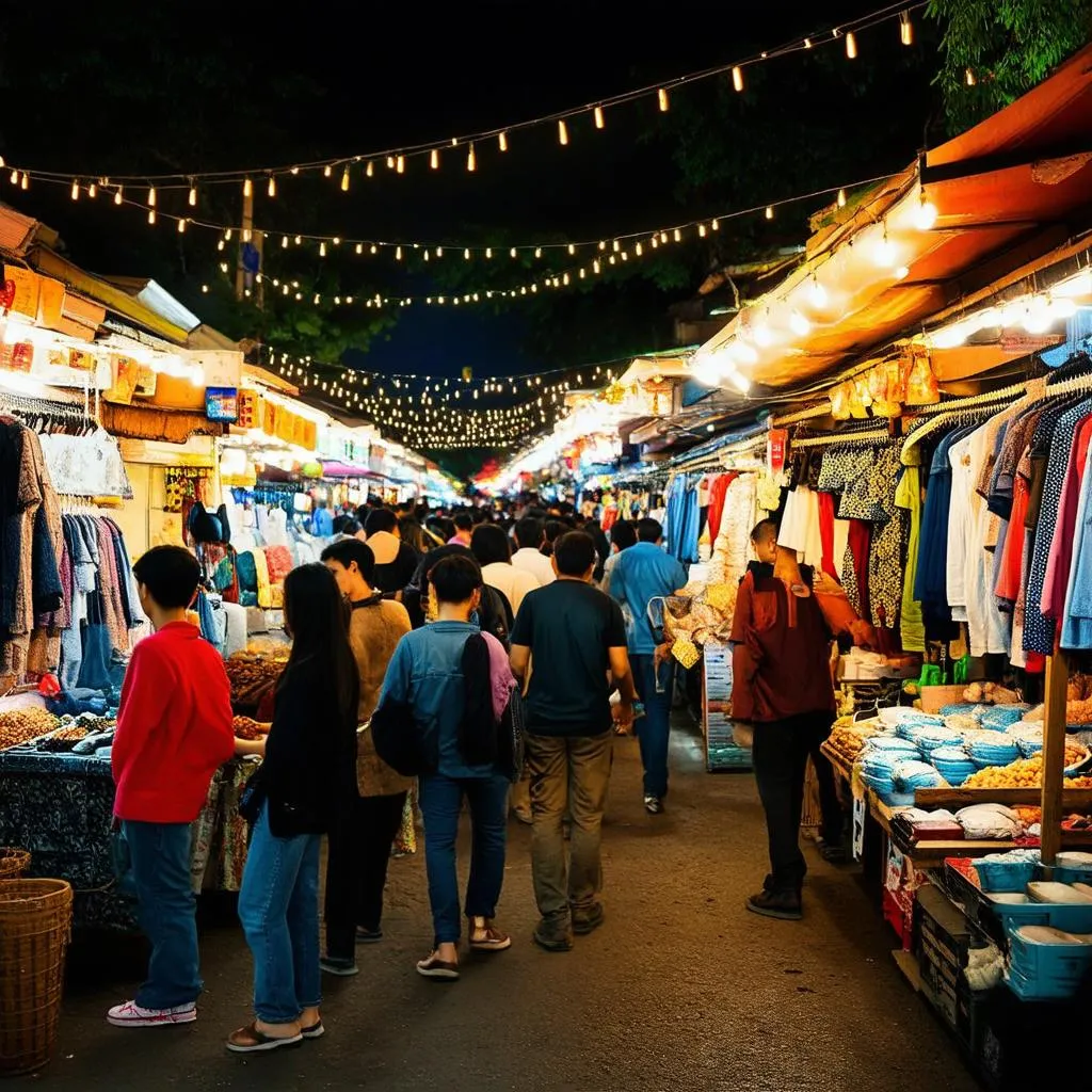 Bustling night market in Thailand