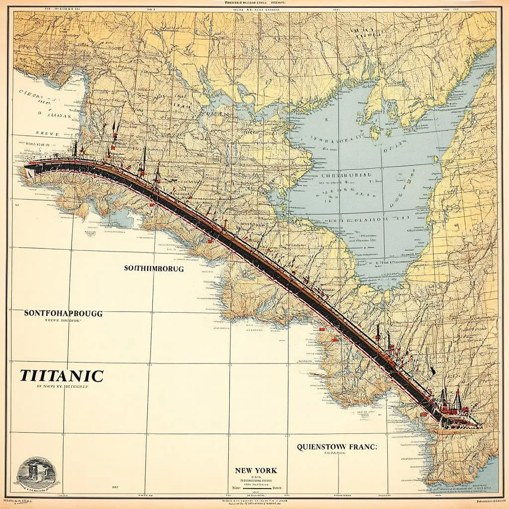 Map of Titanic's Intended Voyage