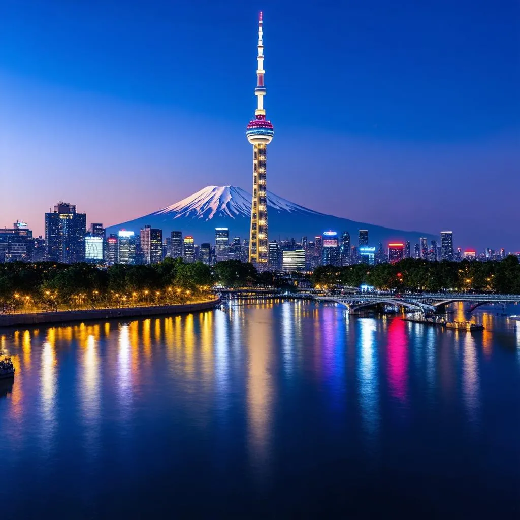 tokyo skyline at night